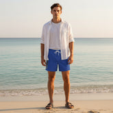 Full body view of the model wearing Board Shorts Street Drop