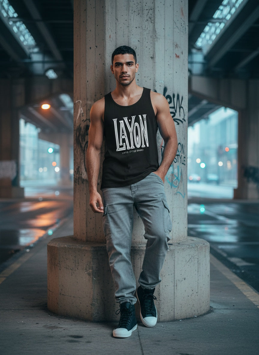 Full body view of the model wearing Camiseta de tirantes para hombre